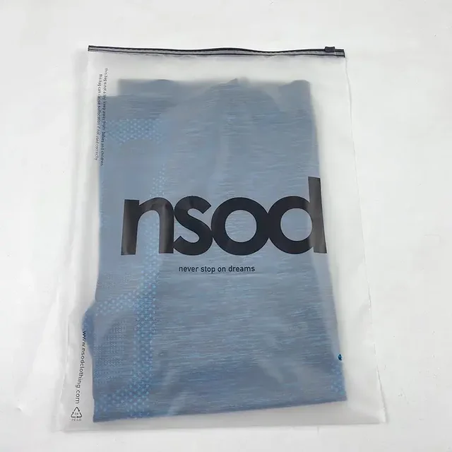 Custom Compostable White Matte Frosted Zip Seal Ziplock Plastic Packaging Bags For Clothing