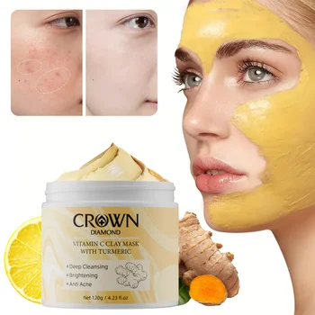 Private Label Natural Brightening Moisturizing Acne Peeling Deep Cleaning Whitening Skin Care Vitamin C Turmeric Clay Face Mask