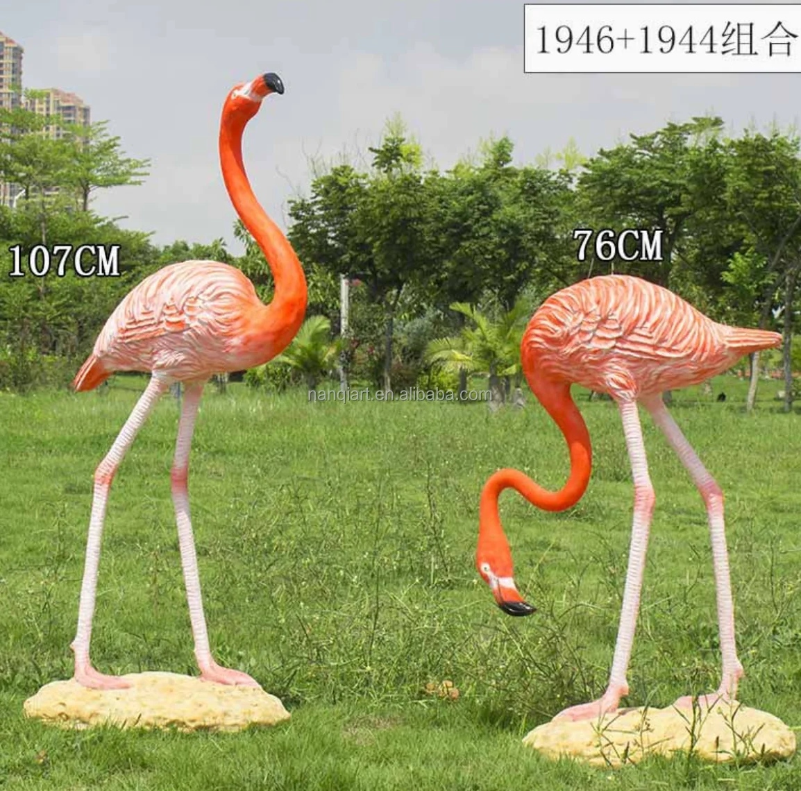 Large Outdoor Garden Park Decoration Ornament Artificial Realistic Life Size Flamingo Sculptures Animal Model Flamingo Statues