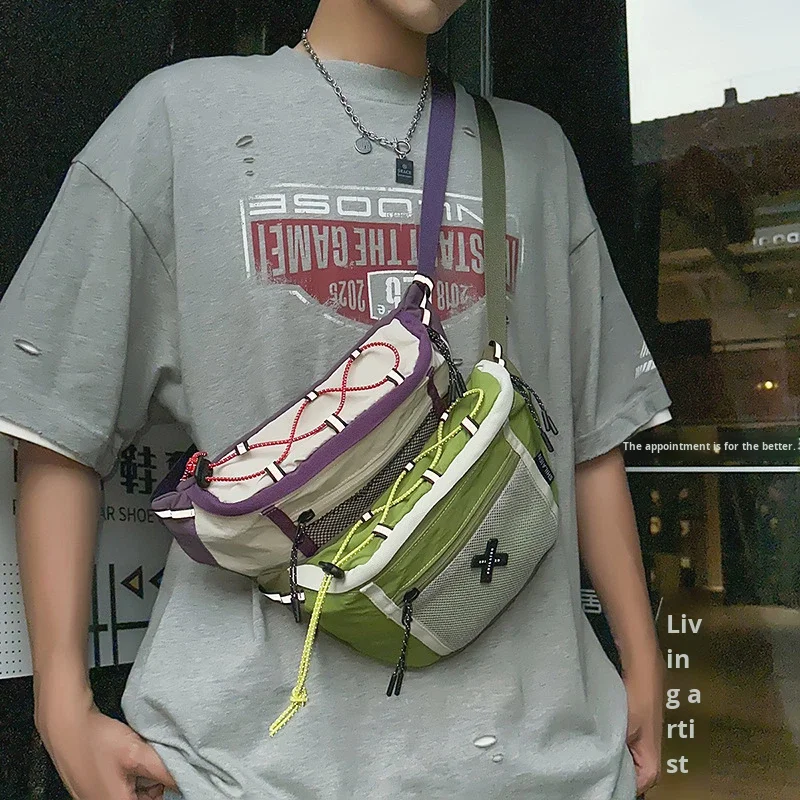 2026 New Four Seasons Versatile Couple Casual Trendy Brand Fashionable Niche Design Nylon Zipper Unisex Small Chest Bag