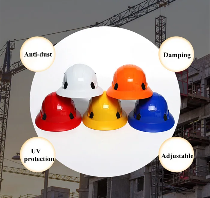HDPE Full Brim Hard Hat, Construction Safety Helmet With - View #3