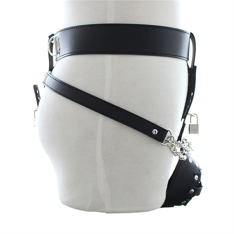 leather male chastity belt with anal plug harness Leather Butt Plug Harness with Cock Ring Men Male Chastity Belt Device for Anal  Plug Adult Sex Toys Open Crotch Panties Lingerie