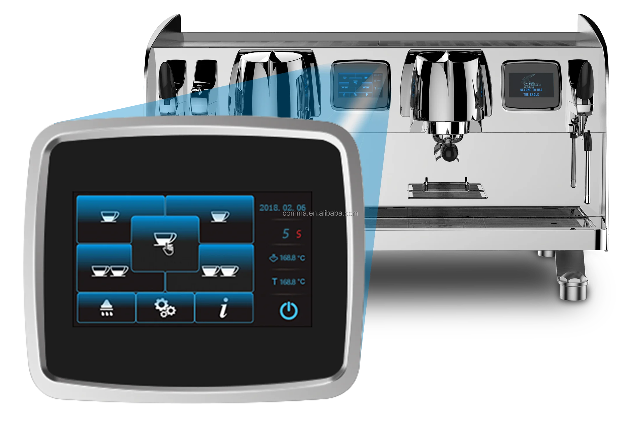 Stainless Steel Espresso Coffee Maker,9 Bar Pressure Commercial