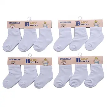 plain white cotton baby socks