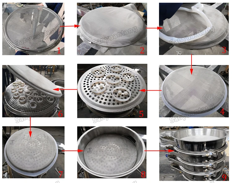 Vibrating screen machine for food powder separating/sorting/other processing