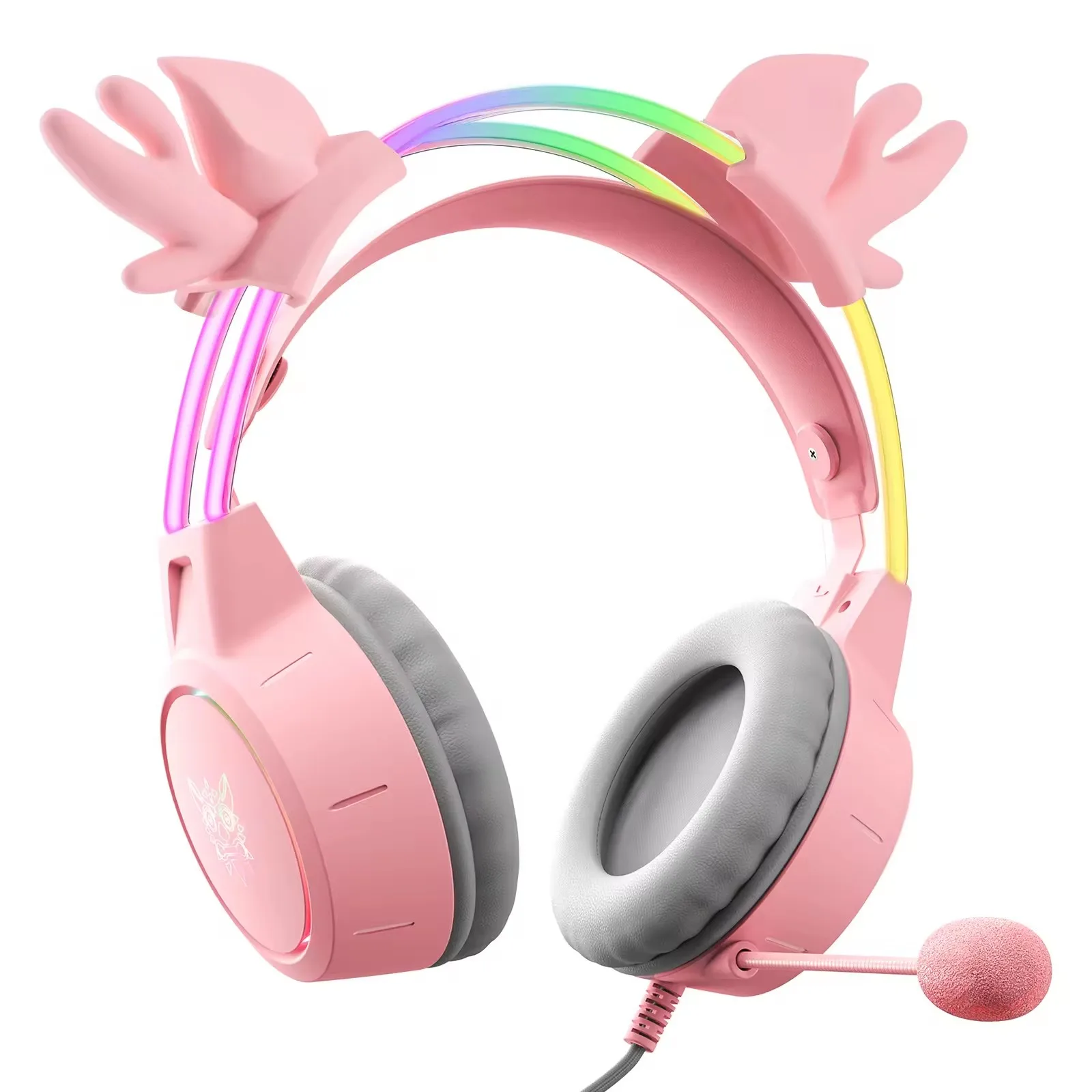 Mic Gaming Headset Girly ONIKUMA Pink Gaming Headset With LED
