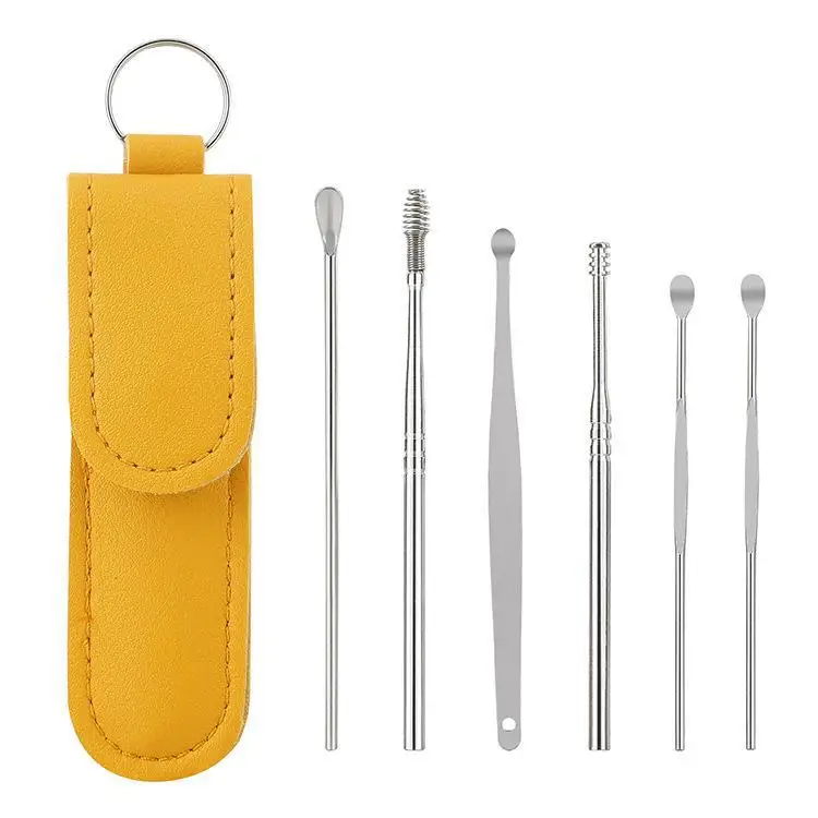 6pcs Ear Cleaner Kits Stainless Steel Earpick Earwax Remover Spoon ...