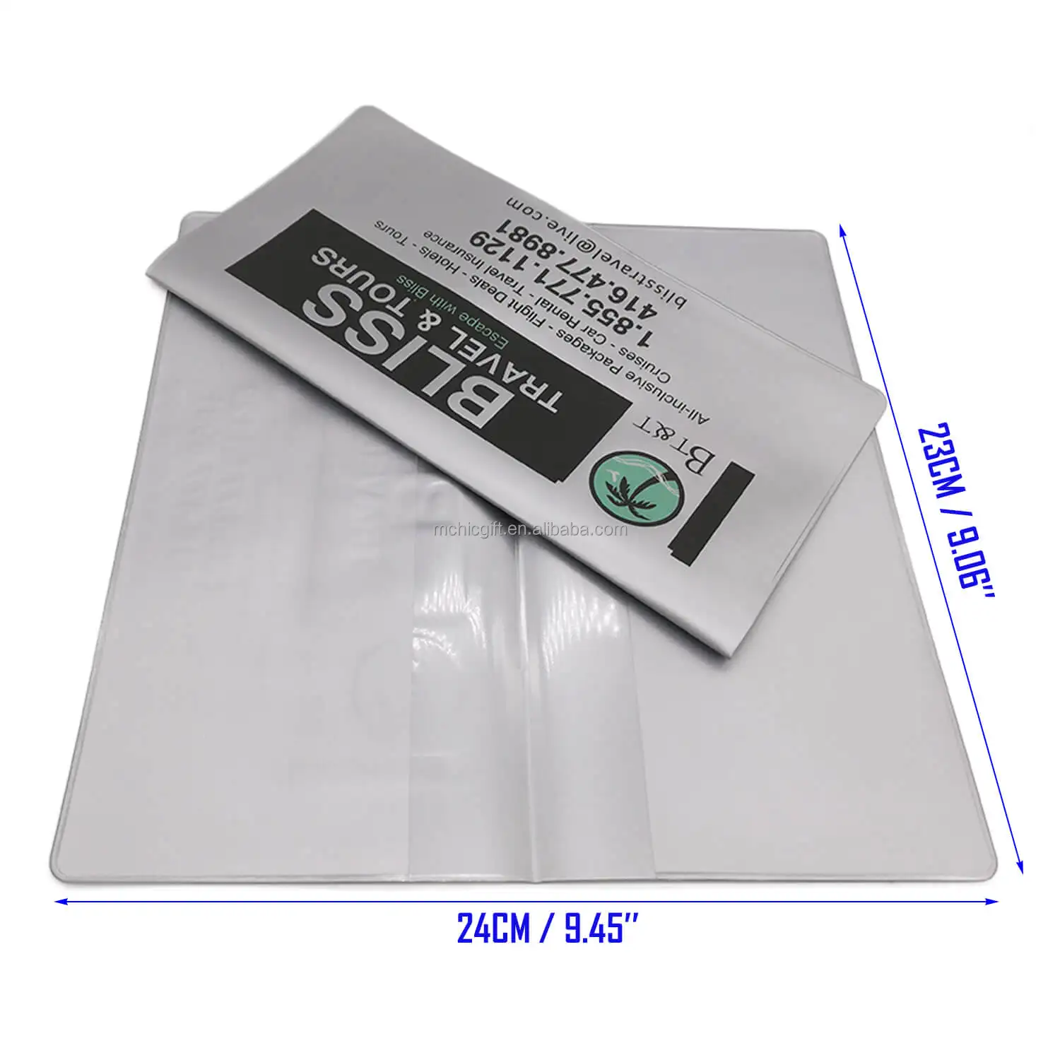Customized Silver Plastic Folding Tour Ticket Wallet,Airline Ticket