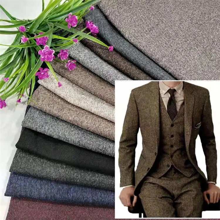 Herringbone Tweed Men Slim Fit Suits Winter Wool Fashion Groom Tuxedos New Design Blazer Vest Pants Men 3 Piece Suits