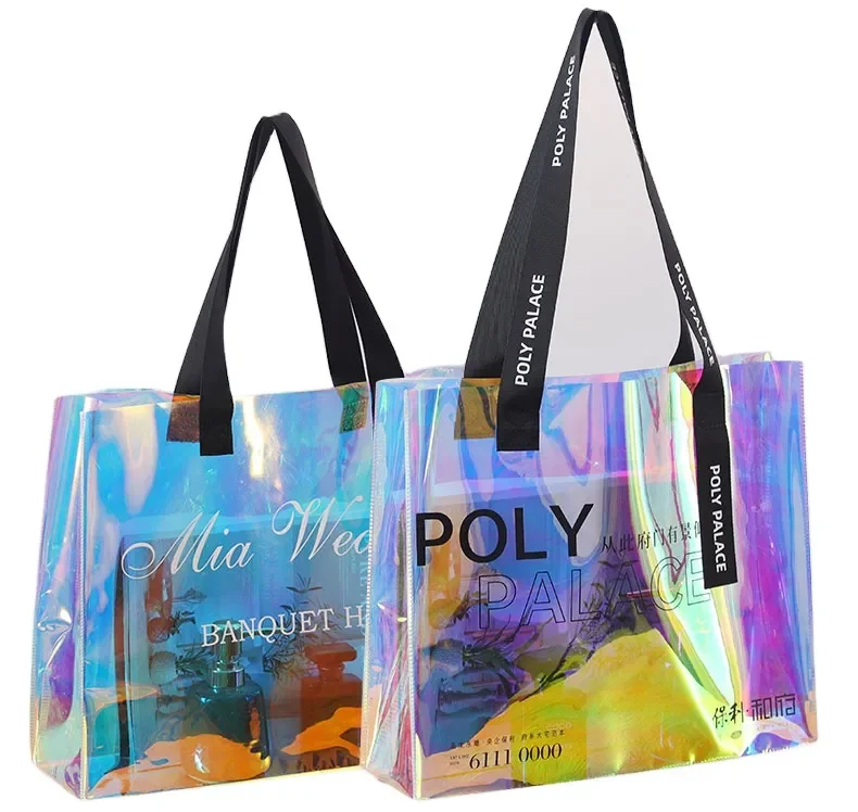Custom Tote Bag With Logo Recycled Shopping Tote Bag Luxury Holographic