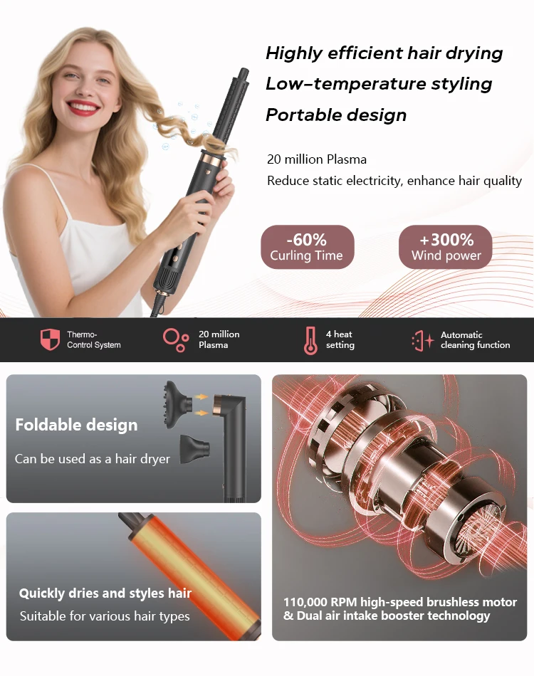 MESKY Ionic Technology 1200w Fast Drying and Lightweight Design Foldable Hot Air Styling Brush manufacture