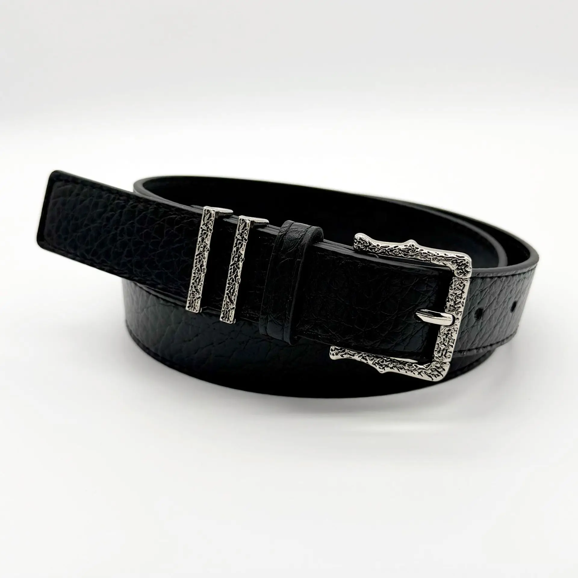Neuer Vintage-Damengürtel aus PU-Leder, trendiges Design, Litschi-Muster, Dornschließe aus Legierung, 105 cm, modisch und vielseitig._voghion.com