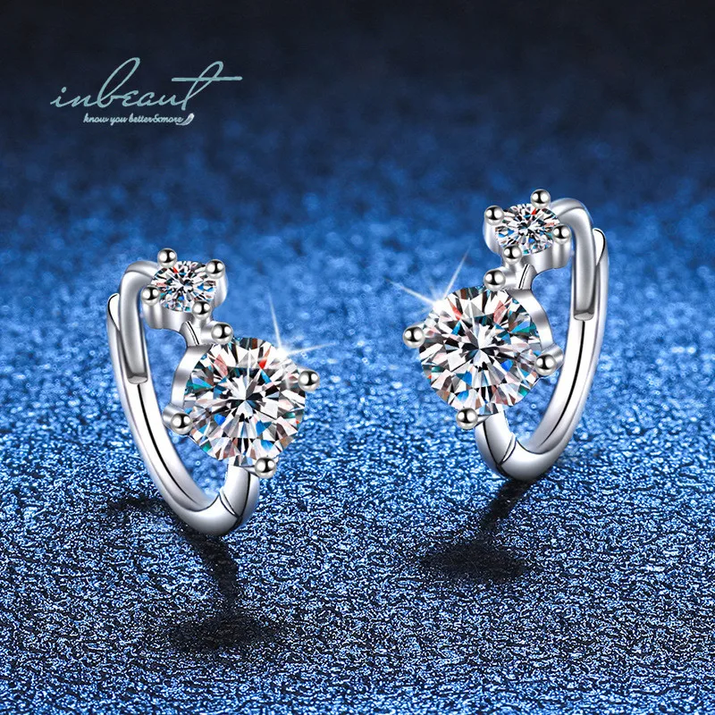 Silver 925 Original Diamond Test Past Total 1 Carat Brilliant Cut D Color Moissanite Wedding