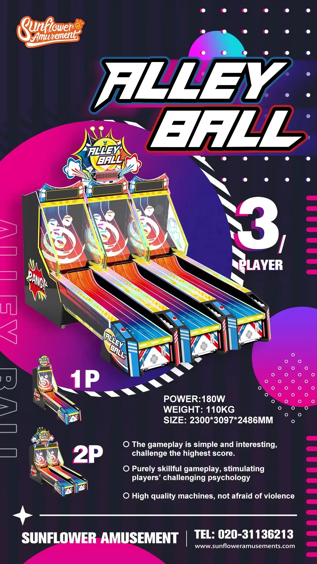 Indoor Ticket Redemption Game Machine Coin Operated Machine Sport Bowling Arcade Game Machine for Park Alley Ball on Sale