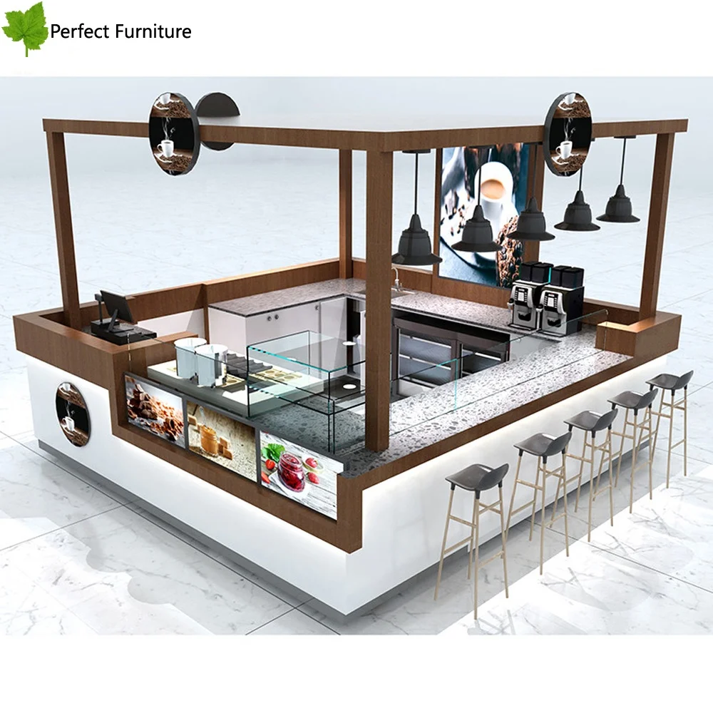 High End Coffee bar Counter Cafe Shop Design Customized Fast Food Kiosk