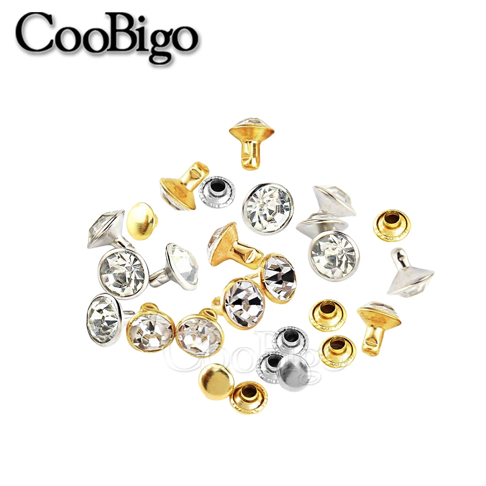 1000 шт. металлические Кристальные шпильки стразы заклепка двойная крышка гвозди кожаные шипы заклепки для одежды обуви сумки Декор поделки «сделай сам» 5 мм-11 мм