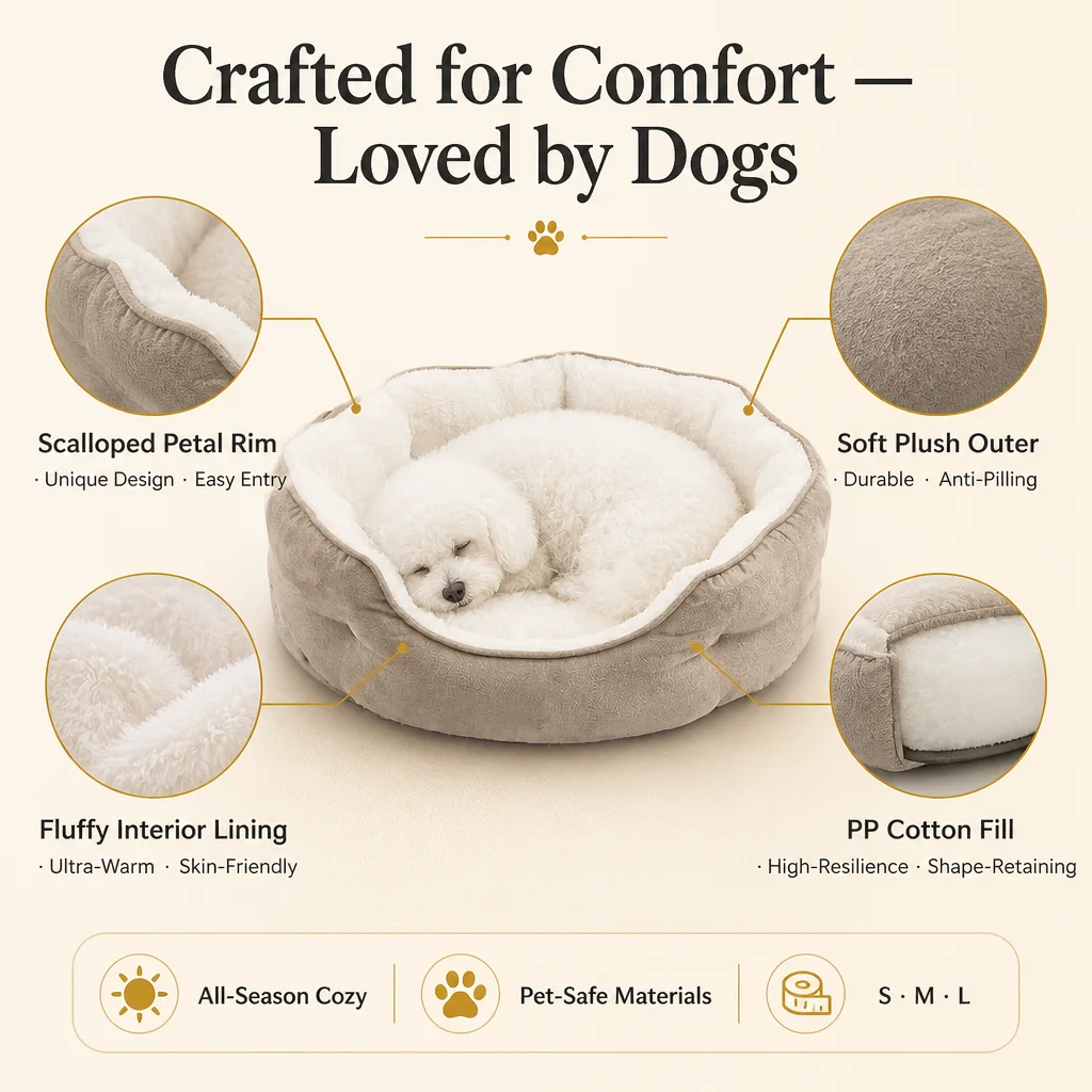 Scalloped Pet Nest Bed Plush Outer — Product details 6