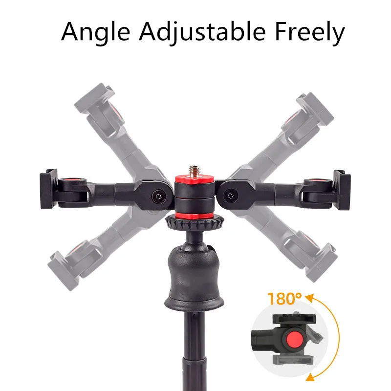 Camera Phone LED Light Microphone Adjustable Magic Arm Extension Bar Bracket With Double Cold Shoe Mount Vlogging Equipment