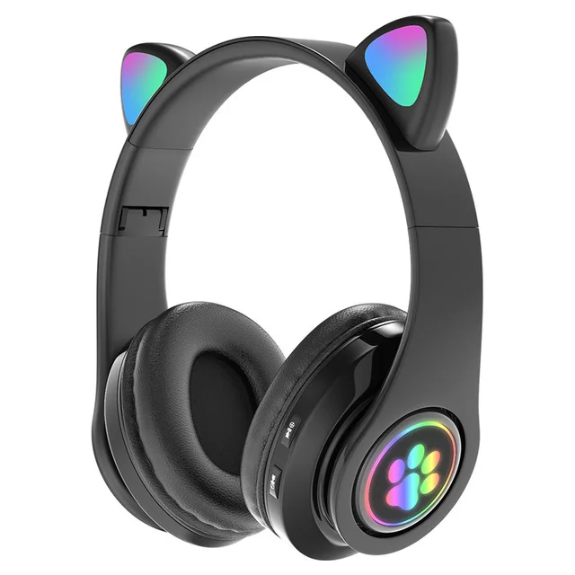 B39 Headsets Women Kids Children Cute Cat Ear Headphones Headset LED Glowing Foldable Cat Ear BT5.0 Earphone Wireless Headphones - ANKUX.COM