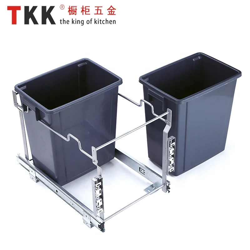 Tkk Kitchen Cabinet Fittings Built In Double Waste Bin Pull Out Kitchen Cabinet Trash Bin Buy Kitchen Cabinet Fittings Kitchen Waste Bin Trash Bin Product On Alibaba Com