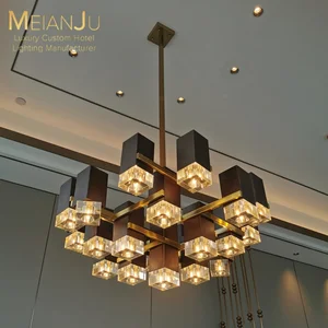 Zhongshan Crafted Large Luxury Indoor Hanging Light Four-Sided Crystal Prism Premium Chandelier for Hotel Villa Home Decor