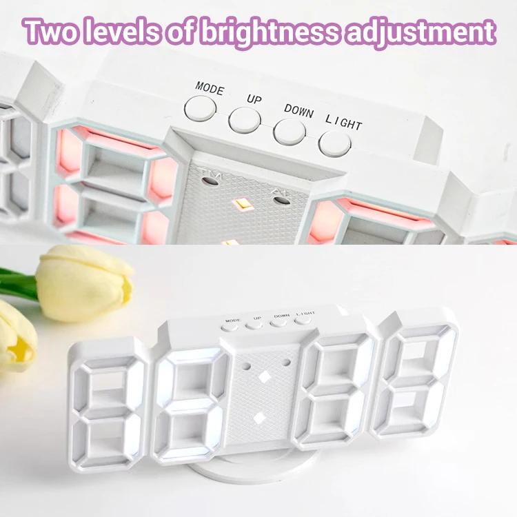 3D Small Version LED Wall Digital Clock Time Calendar Thermometer Display Electronic Modern Stylish Desktop Clock