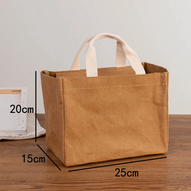 Нова Мода Персонализирана Крафт Хартија Големи Тоте Кеси Со Цип За Работа Ручек Мултифункционално Складирање