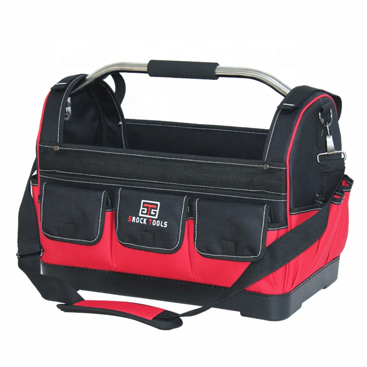 18 Inch Open Top Large Capacity Polyester Open Top Tool Bag with Hard Base for Carpenters