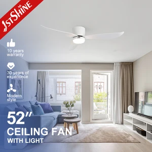 1stshine LED Ceiling Fan White Plastic Blades 52"  Dimmable LED Lighting Ceiling Fan with Smart Remote Control