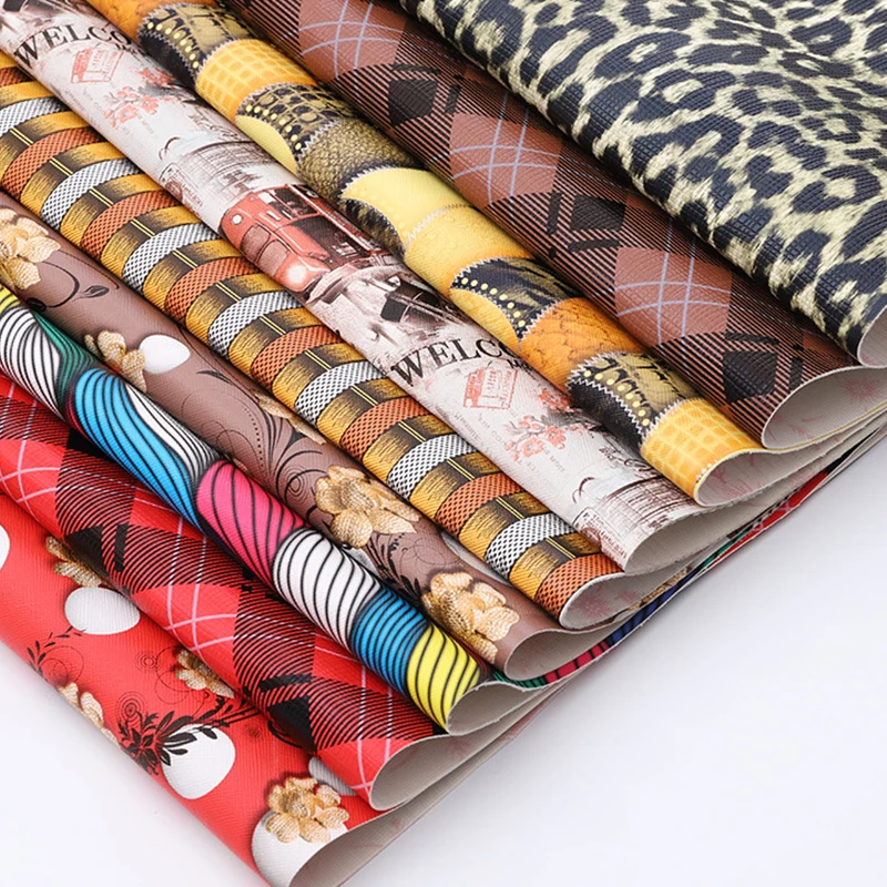 Vinyl Fabric Material Custom Digital Printed Faux PVC PU Leather Roll Pint on Leather for Upholstery