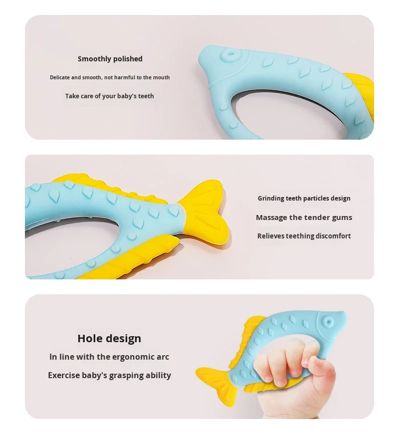 Fish Shaped Baby Food Grade Soft Silicone Soothing Chew Toy Suitable for Teething Babies to Grind Their Teeth factory