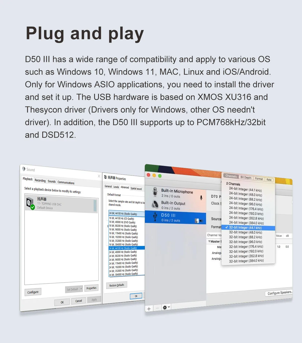 TOPPING D50 III Desktop HiFi DAC Decode Hi-Res Audio Dual ES9039Q2M ...