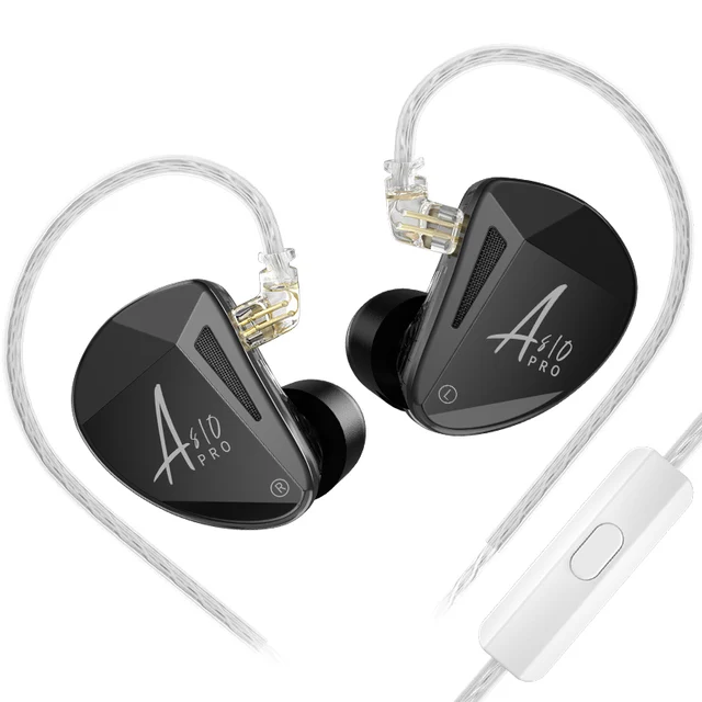 KZ AS10 PRO 5BA IEM In-Ear Monitors HiFi Earphones Wired Earbuds with Silver-plated Cable for Audiophiles Musicians