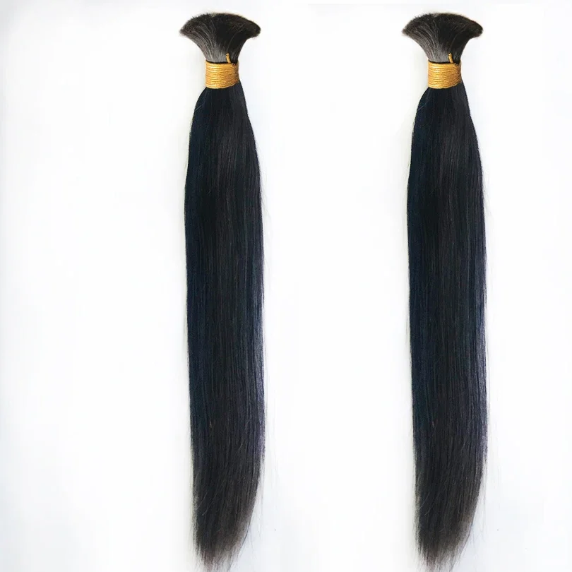 Extension per capelli umani Remy brasiliani lisci e setosi, sfusi, per trecce, neri naturali_voghion.com