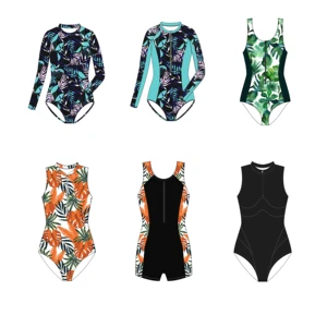 Wholesale 2026 One Piece Swimsuit Surfing Bathing Suit Leopard Print Swimsuit Long Sleeve Swimwear for Women