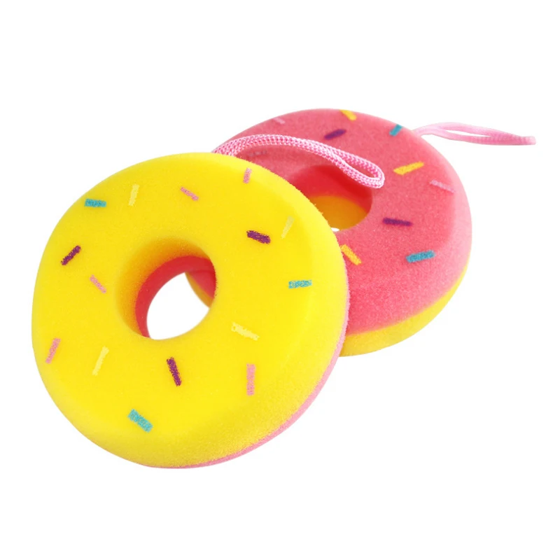 Doughnut cake shape baby bath sponge for body cleaning details