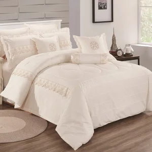 For KOSMOS Microfiber Embroidery Bedding 8-Piece Quilted Comforter Set 200TC Plain Style with 8pcs Home Use Wholesale Comforter