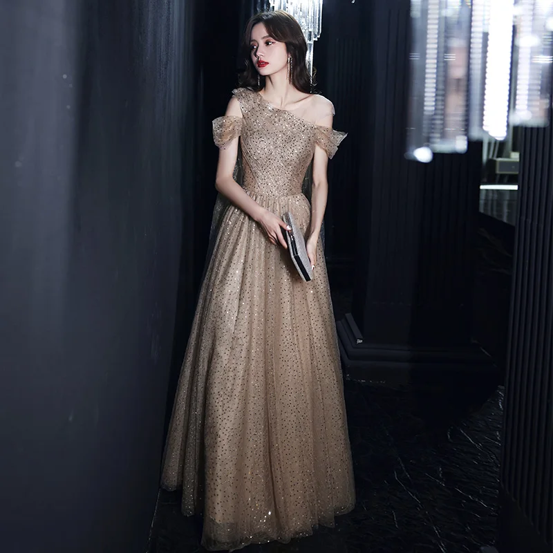 2021 Hot Selling Multi Color Optional Lace Pearl Sequin Evening Dress for Women