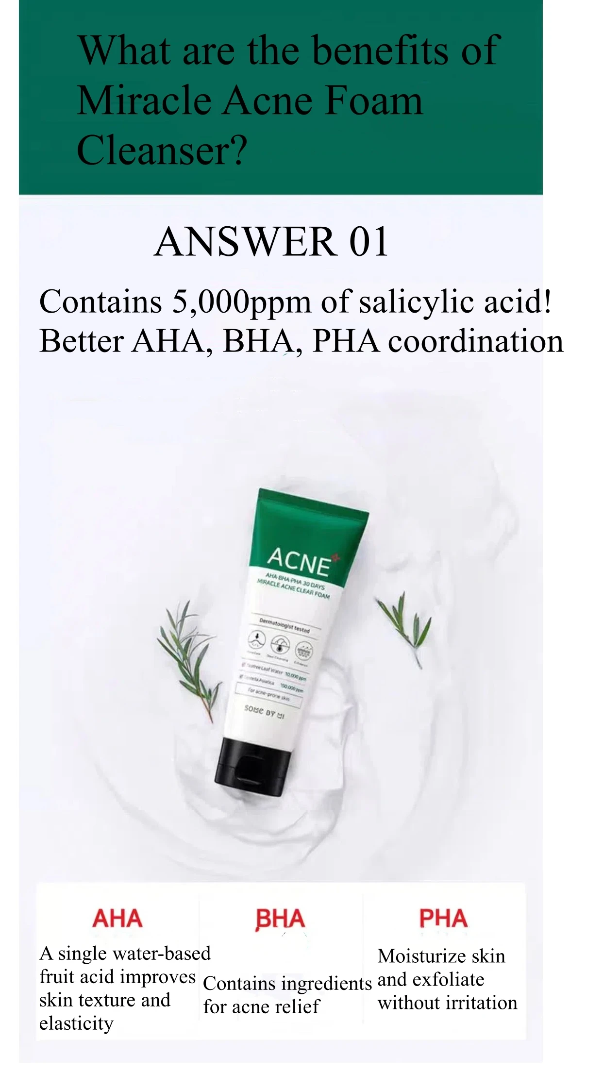 Korean Face Wash Aha Bha Pha 30 Days Miracle Acne Clear Foam Teatree