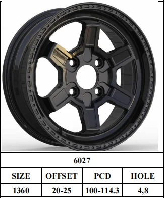 13x6.0 4x100 4x114.3 Alloy Wheels 13inch for Passenger Car