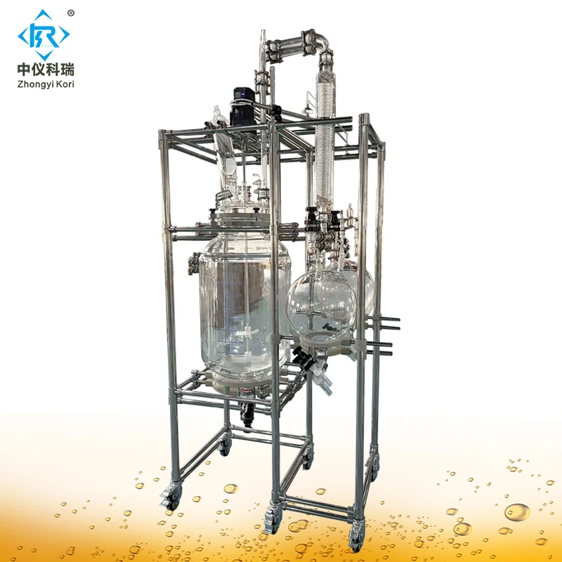 Lab Glass Reactor Distillation Column with Motor Core Component Gas Scrubber System
