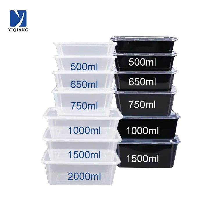 Clear Black Rectangular Microwaveable Takeaway Disposable Transparent Plastic Food Container Supplier