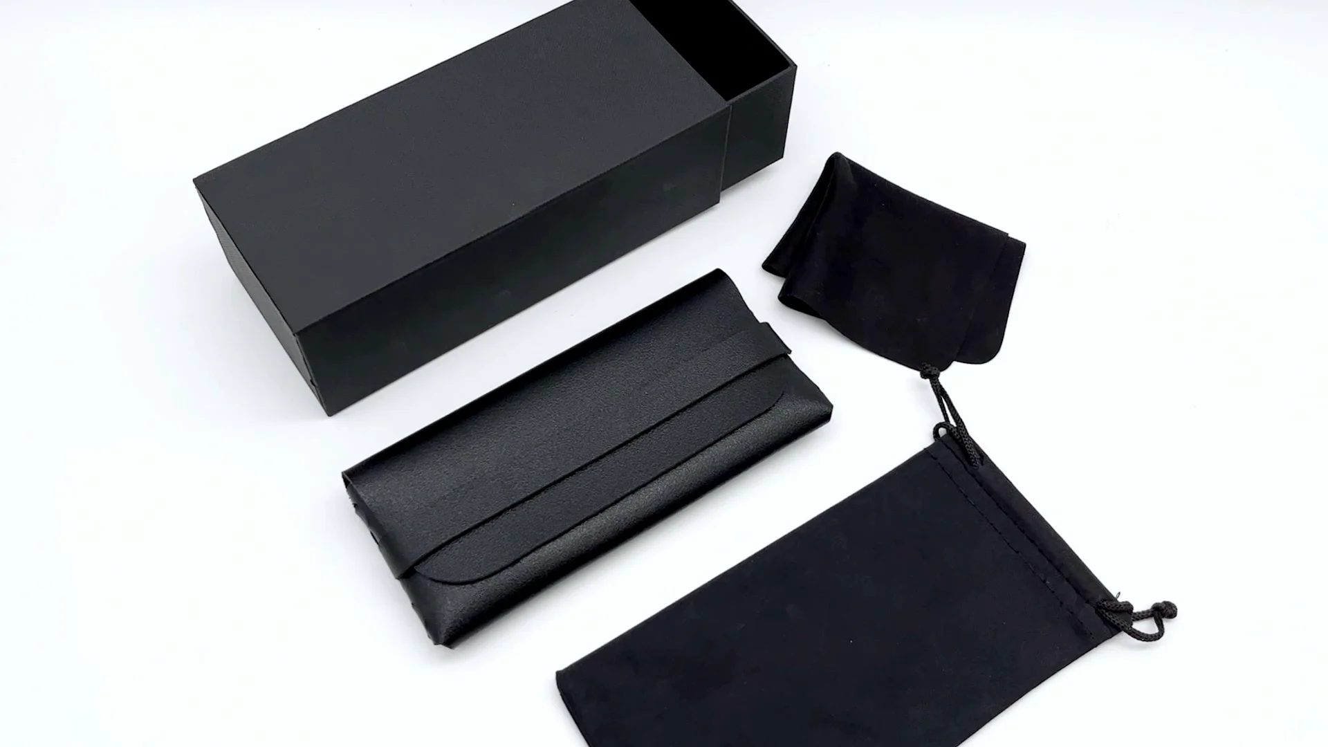 Luxury Popular Black Soft Glasses Box Pu Leather Bag Sunglasses Packing