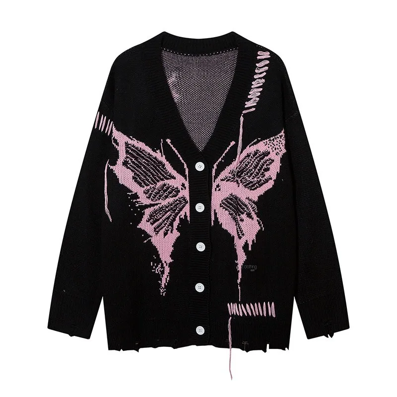 カーディガン Butterfly Yarn V-Neck Cardigan Ruke Butterfly Cardigan Knitting Pattern – Short, V-Neck & Wide