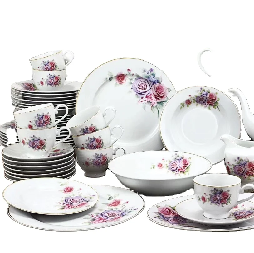 Hot Selling High Quality 49pcs Ceramic Dinner set Floral Design fine porcelain dinnerware set