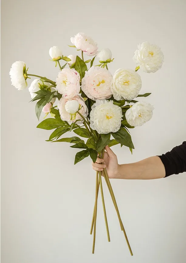Wholesale High Quality 3 Heads Artificial Silk Peony Flowers For