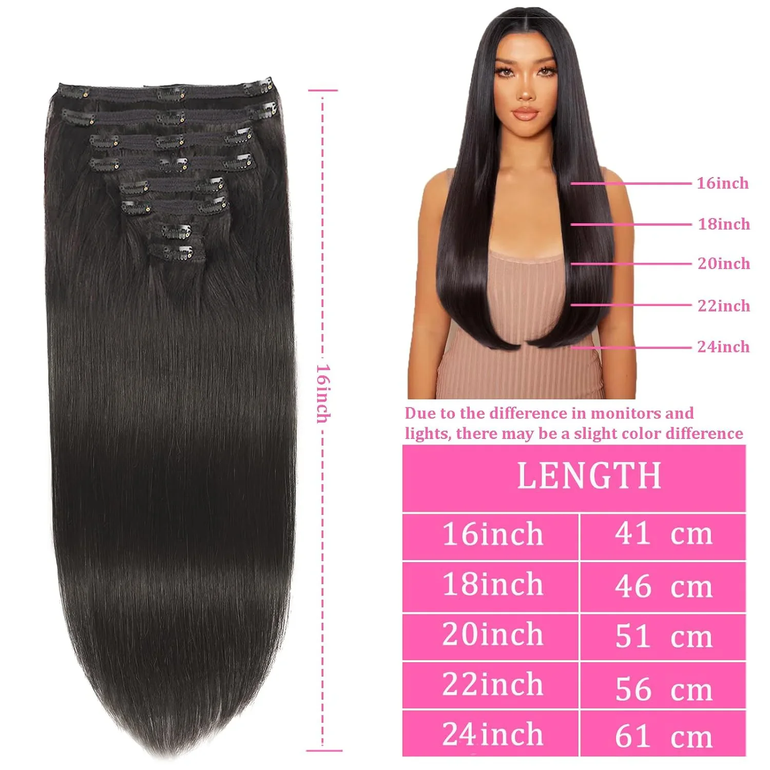 Clip in Hair Extensions Straight Real Human Hair Clip ins Invisible Natural Seamless Clip on Hair Extensions For Women_voghion.com