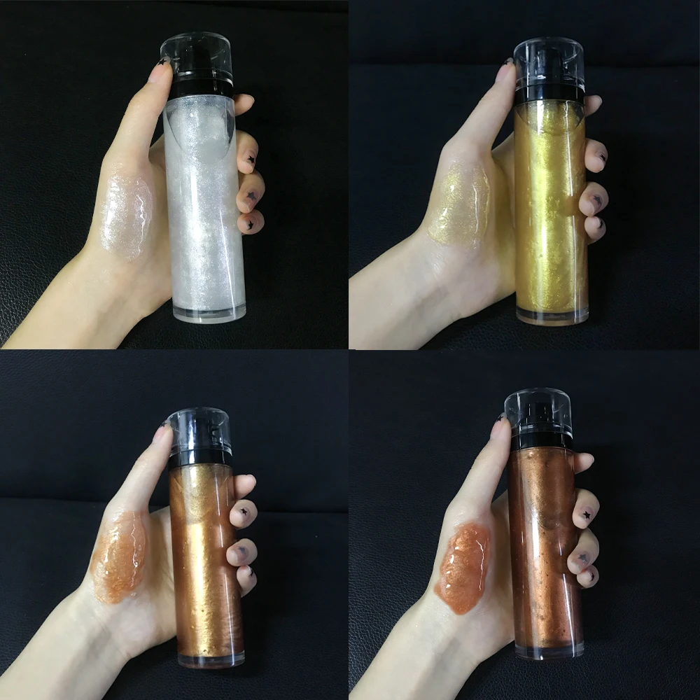 Индивидуальные товары, частная марка, веганский макияж, мерцающий масляный Хайлайтер для тела, упаковка, блеск для тела