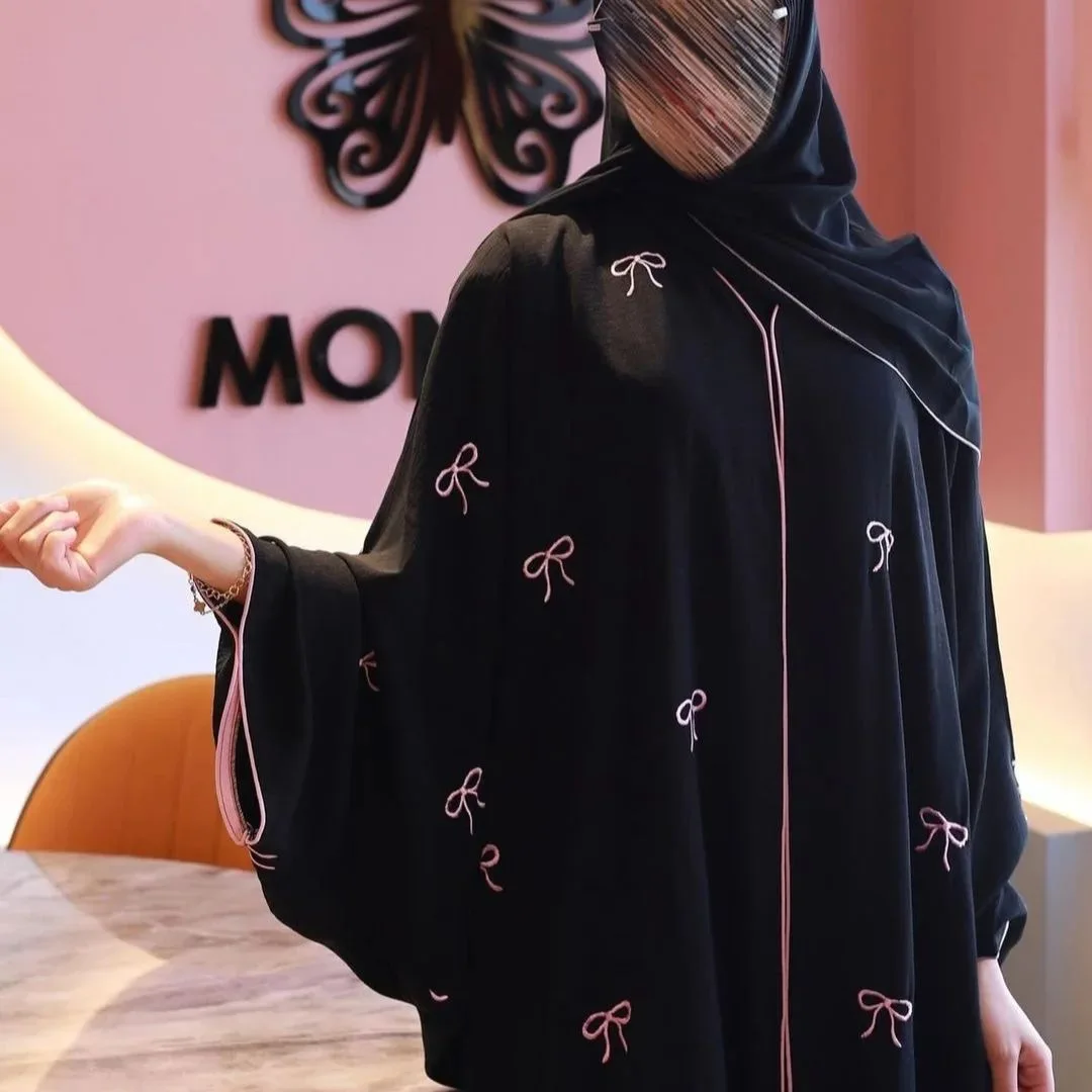 2025 New Ramadan Stylish Embroidery Modest Abaya Dubai Muslim Dress