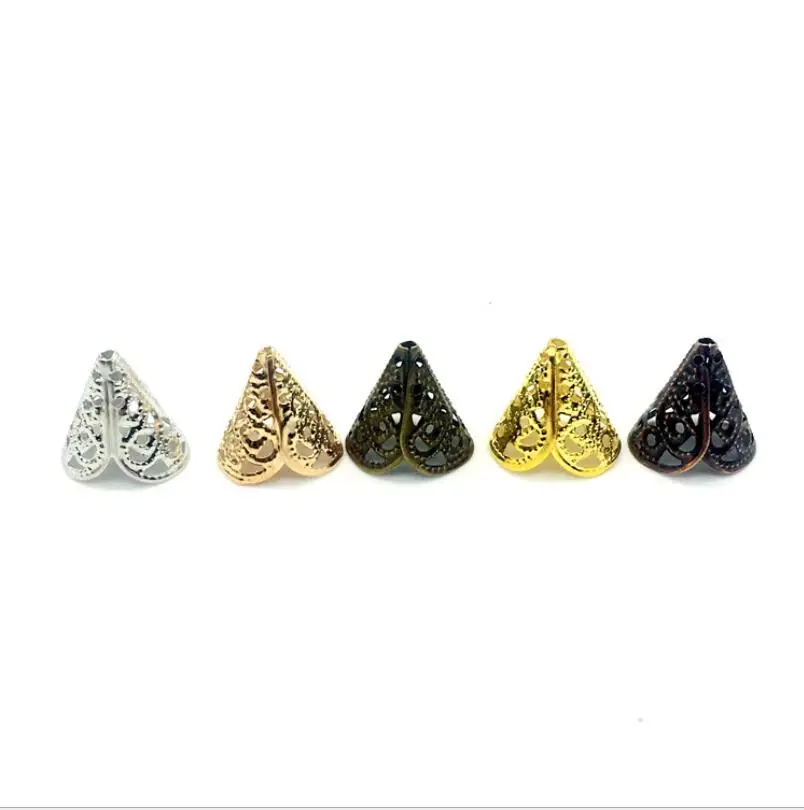 Wholesale DIY Jewelry Making Supplies Custom Cone Shape Iron Bead Cap Metal Flower Trumpet End Caps